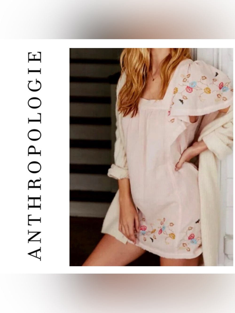 Anthropologie Yvette Embroidered Lounge Dress